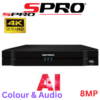 4K (8MP) SPRO / 4 + 4 Channel 5 IN 1 DVR With Al Technology