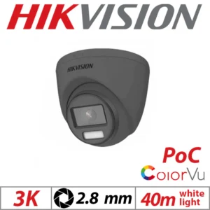 3K HIKVISION COLORVU POC LOW LIGHT FIXED TURRET CAMERA 2.8MM BLACK DS-2CE72KF3T-E