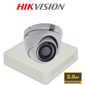 One cctv kit full system's 2MP Hikvision Turbo HD IR 30M Ultra Low Light PoC Turret Camera, (free Setup)