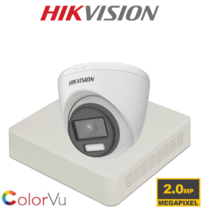 One cctv kit Full System's 2MP Hikvision F(2.8mm) ColorVu Fixed Turret TVI Camera, (Free Setup)