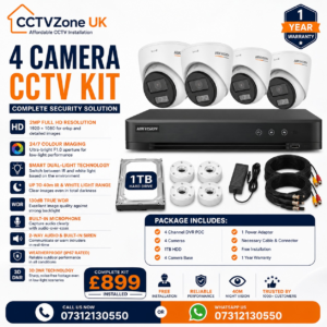4 Camera Hikvision ColorVu PoC CCTV Kit