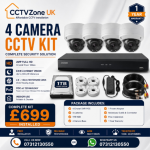 4 Camera PoC Dome CCTV Kit